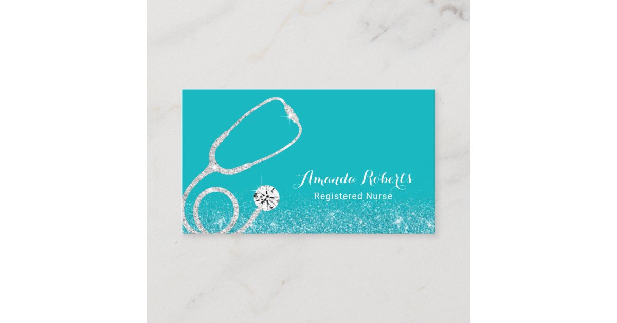 Carte De Visite Infirmière soignante Médicale élégante Turquoise