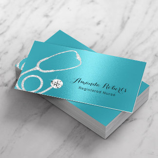 Carte De Visite Infirmière soignante Moderne Turquoise Médicale mé