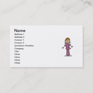 Carte De Visite Infirmière Stick Figure Peau Moyenne Féminine