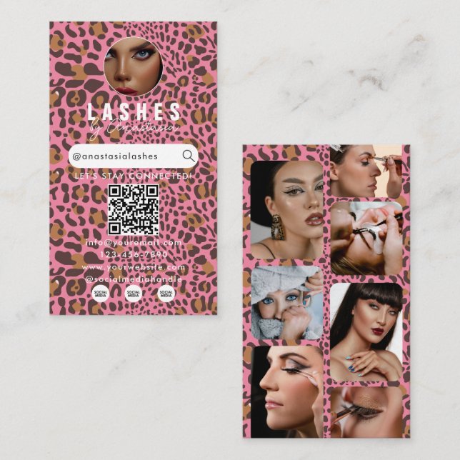 Carte De Visite Influencer Beauty Makeup Artist Hair Leopard Print (Devant / Derrière)