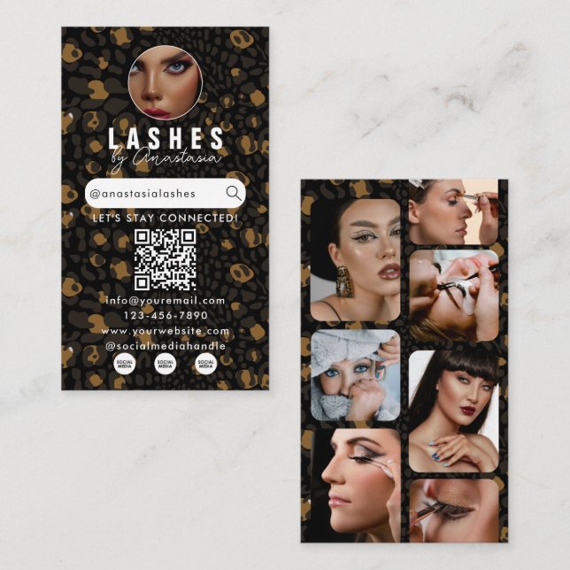 Carte De Visite Influencer Beauty Makeup Artist Hair Leopard Print (Devant / Derrière)