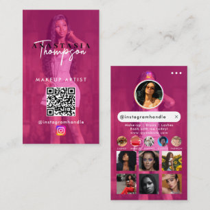 Carte De Visite Influencer Beauty Nail Tech Médias sociaux QR Code