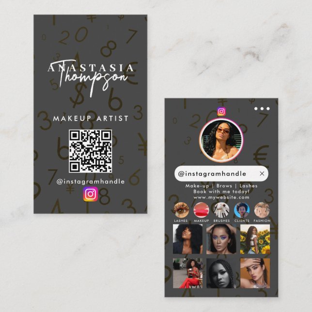 Carte De Visite Influencer Beauty Nail Tech Médias sociaux QR Code (Devant / Derrière)