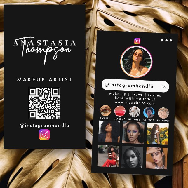 Carte De Visite Influencer Beauty Nail Tech Médias sociaux QR Code (Influencer Beauty Nail Tech Social Media QR Code Business Card)