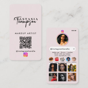 Carte De Visite Influencer Beauty Nail Tech Médias sociaux QR Code