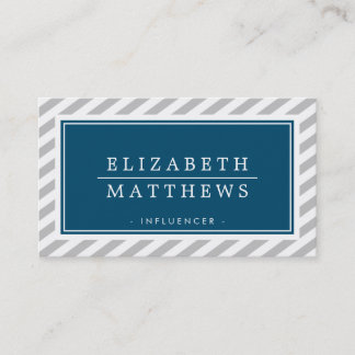 Carte De Visite INFLUENCER MODERNE design bordure gris marine blan