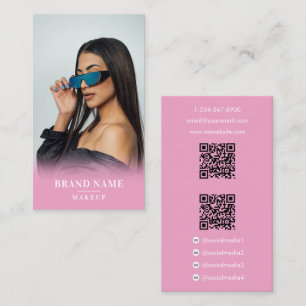 Carte De Visite Influencer Photo Médias sociaux Beauté 2 QR Codes