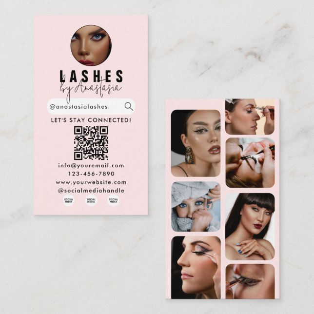 Carte De Visite Influenceur Maquillage de beauté Artiste Lashes de (Devant / Derrière)