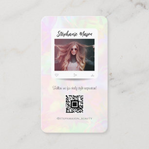 Carte De Visite Influenceuse des médias sociaux Moderne Fille Holo
