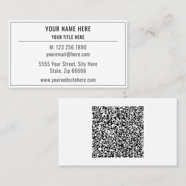 Carte De Visite Informations d'analyse de code QR personnalisé Vot (Devant / Derrière)