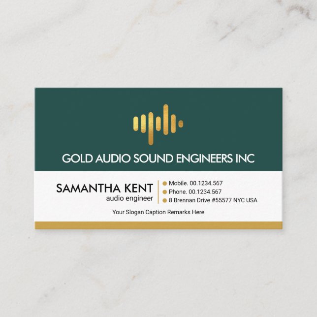 Carte De Visite Ingénieur audio Wave Gold de Retro Layers (Devant)