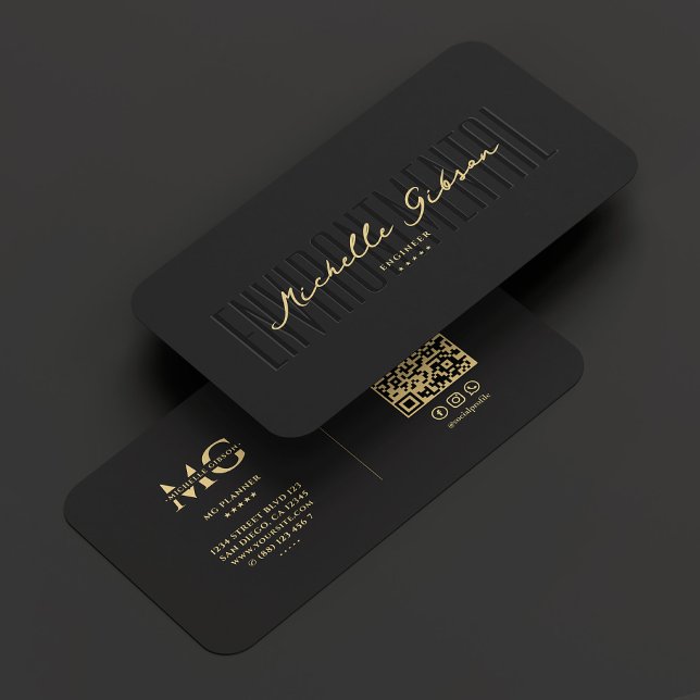 Carte De Visite Ingénieur De l'environnement moderne Monogramme no (Modern Environmental Engineer Monogram Black Business Card
)