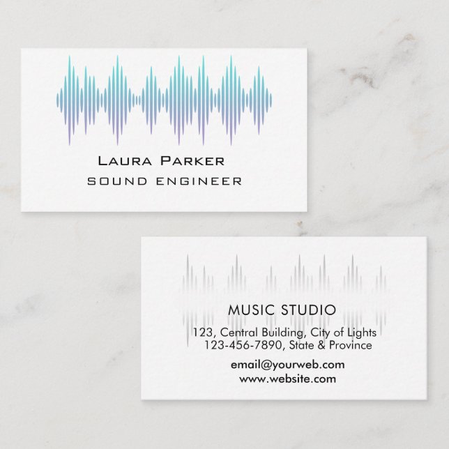 Carte De Visite Ingénieur du son professionnel de studio de musiqu (Devant / Derrière)