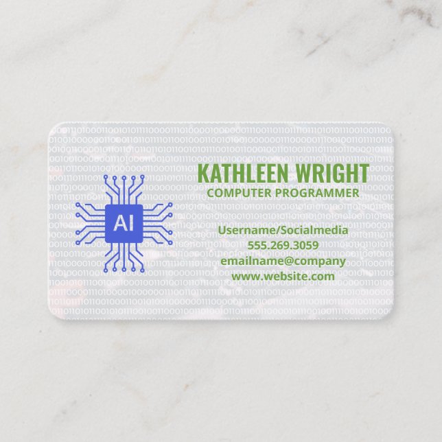 Carte De Visite Ingénieur logiciel | Code binaire | Technologie (Devant)