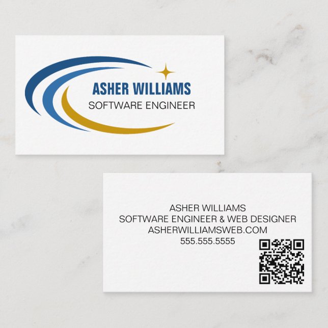 Carte De Visite Ingénieur logiciel cosmique Code QR informatique I (Devant / Derrière)