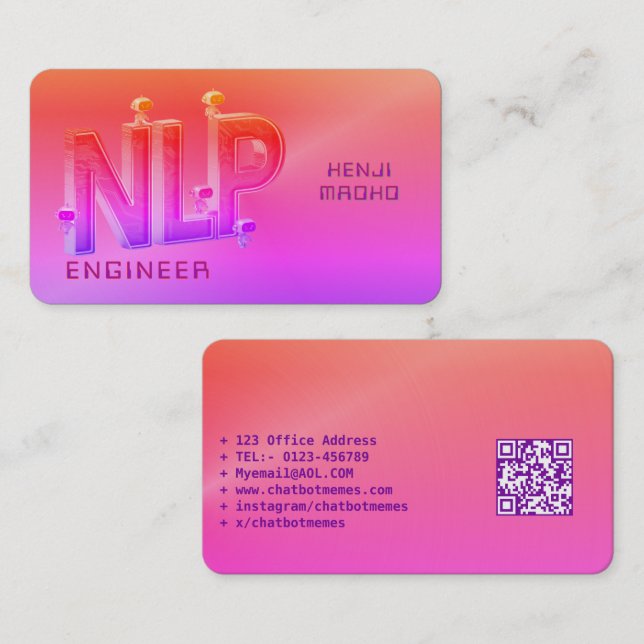 Carte De Visite 🤖 Ingénieur NLP Chatbot Développeur Conversationa (Devant / Derrière)