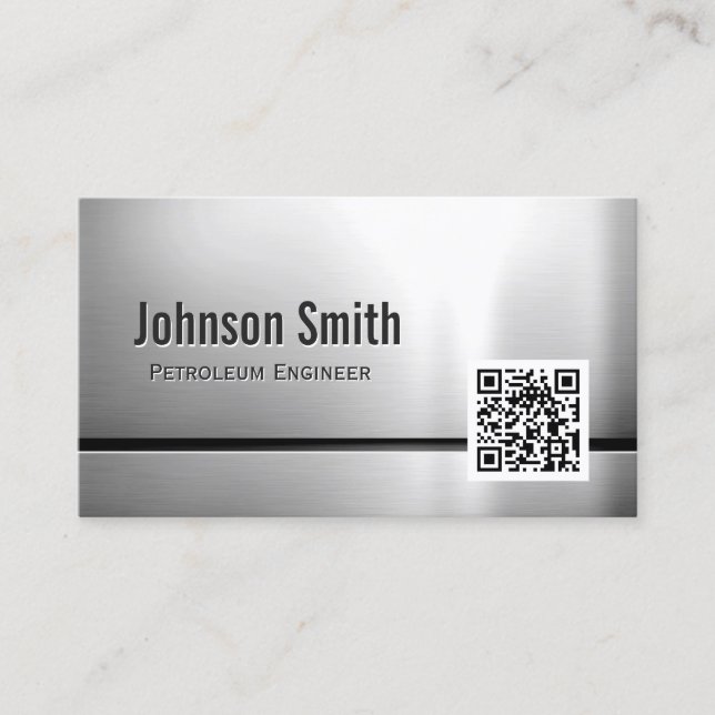 Carte De Visite Ingénieur pétrolier - Code QR en acier inoxydable (Devant)