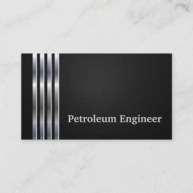 Carte De Visite Ingénieur pétrolier professionnel Black Silver (Devant)