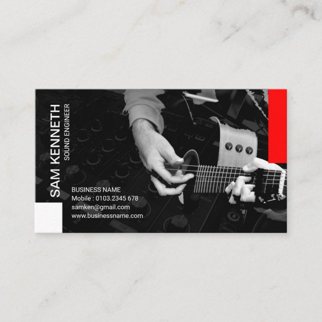 Carte De Visite Ingénieur vivant de guitariste de studio sain (Devant)