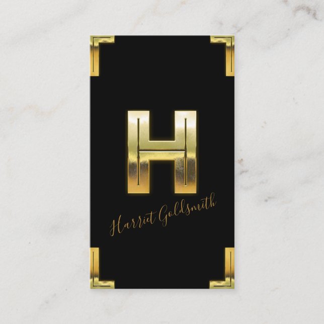 Carte de visite initial et frontière Gold H (Devant)