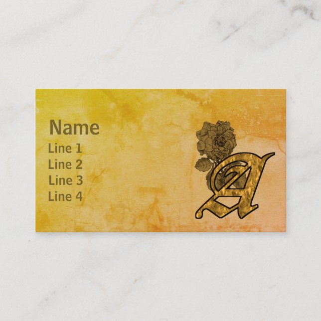 Carte De Visite Initiale de monogramme A Fleur de pivoine élégante (Devant)