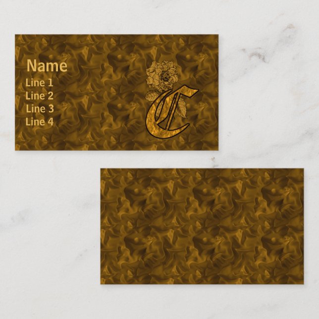 Carte De Visite Initiale de monogramme C Fleur de pivoine élégante (Devant / Derrière)