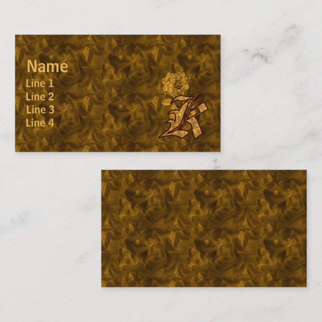 Carte De Visite Initiale de monogramme K Fleur de pivoine élégante (Devant / Derrière)