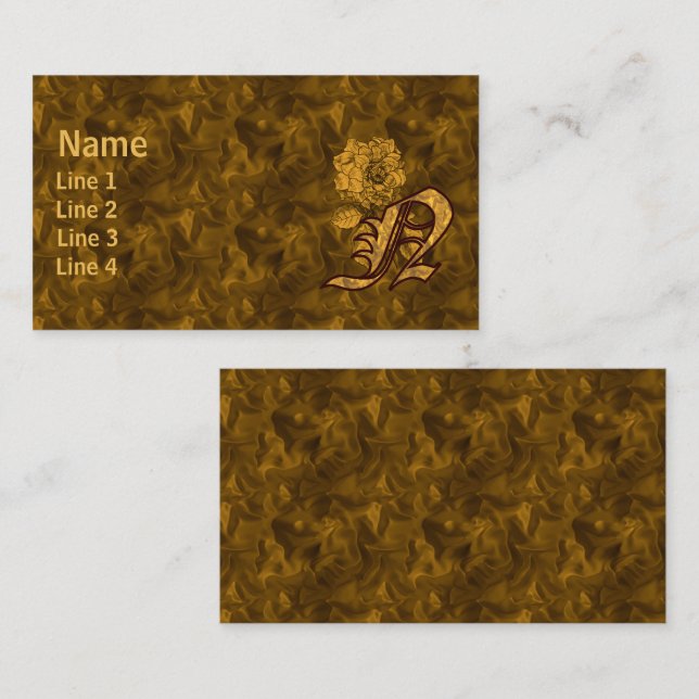 Carte De Visite Initiale de monogramme N Fleur de pivoine élégante (Devant / Derrière)