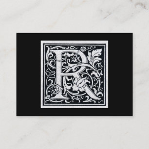 Carte De Visite Initiale décorative de bois de graveur de gravure