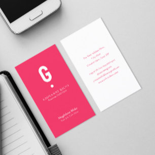 Carte De Visite Initiale moderne minimaliste sur rose spécial