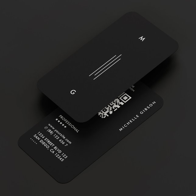Carte De Visite Initiales de ligne simple professionnelle moderne  (Modern Professional Simple Line Initials Black Business Card
)