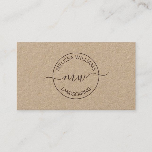 Carte De Visite Initiales de logo Kraft (Devant)
