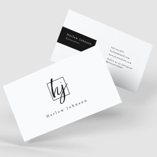 Carte De Visite Initiales de monogramme minimaliste noir et blanc