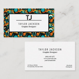 Carte De Visite Initiales de monogramme Motif Abstrait cool