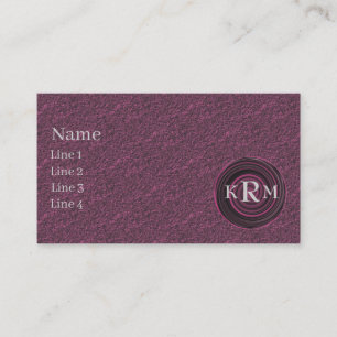 Carte De Visite Initiales de monogramme motif tourbillons prune