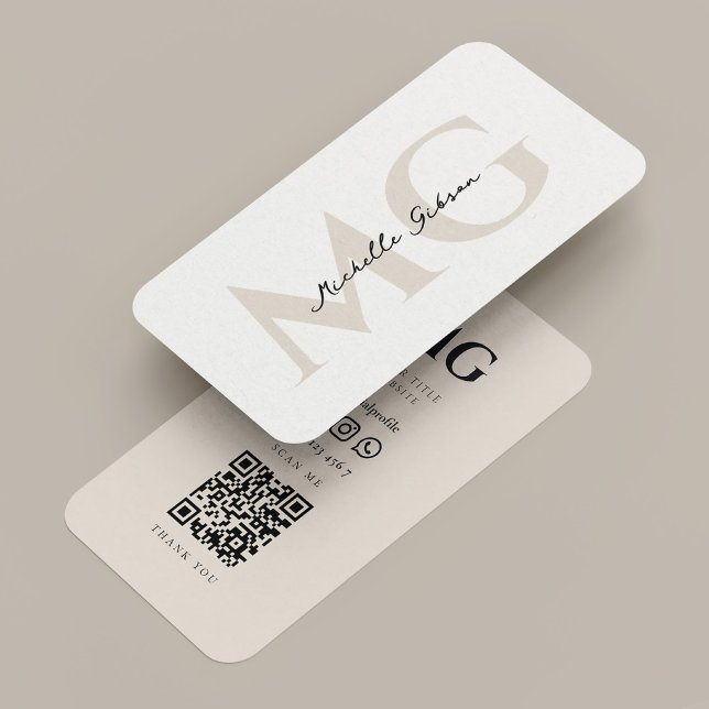 Carte De Visite Initiales de sable blanc minimal professionnel (Professional Minimal White Sand Initials Business Card
)