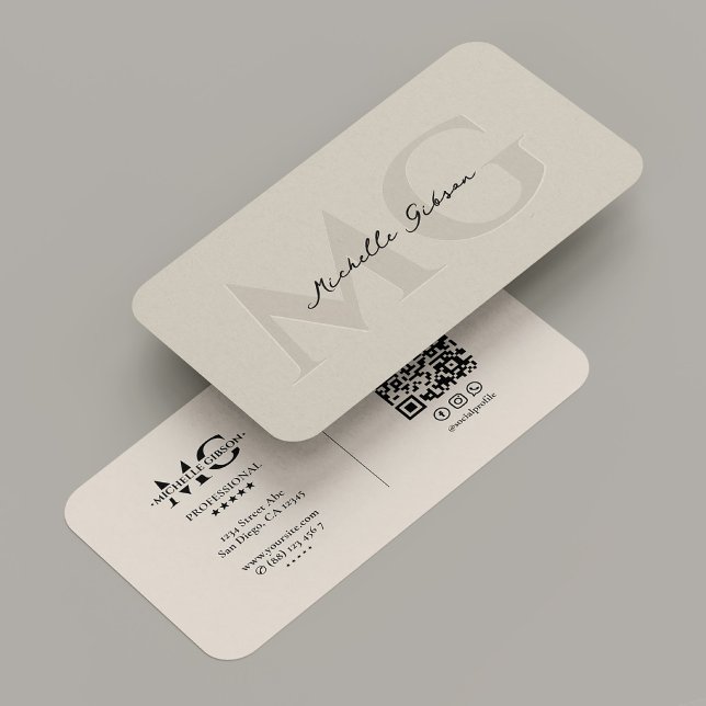 Carte De Visite Initiales de sable monographique minimes simples p (Simple Professional Minimal Monogram Sand Initials Business Card
)