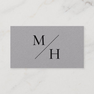 Carte De Visite Initiales diagonales minimalistes modernes gris Mo