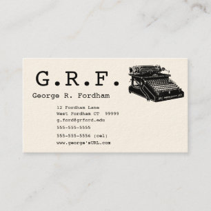 Carte De Visite Initiales et machine à écrire