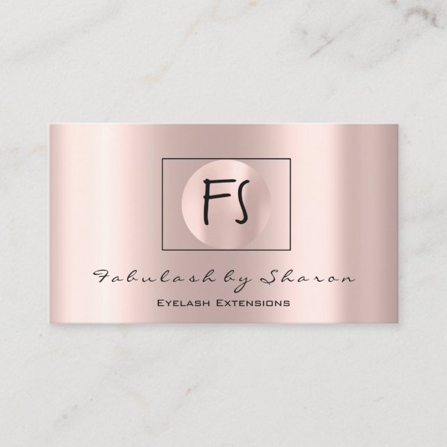 Carte De Visite Initiales maquillage blogueur Rose Logo Monogramme (Devant)