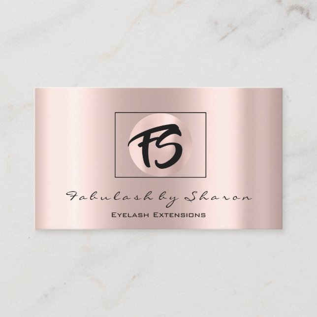 Carte De Visite Initiales maquillage blogueur Rose Logo Monogramme (Devant)