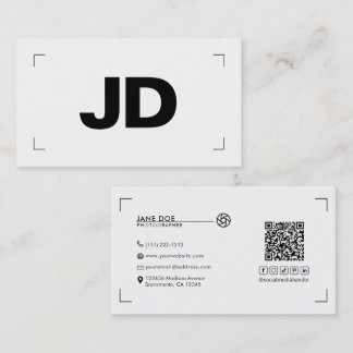 Carte De Visite Initiales Minimales Modernes Appareil Photo Photog