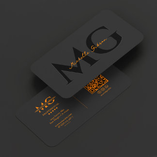 Carte De Visite Initiales minimales orange noir professionnelles