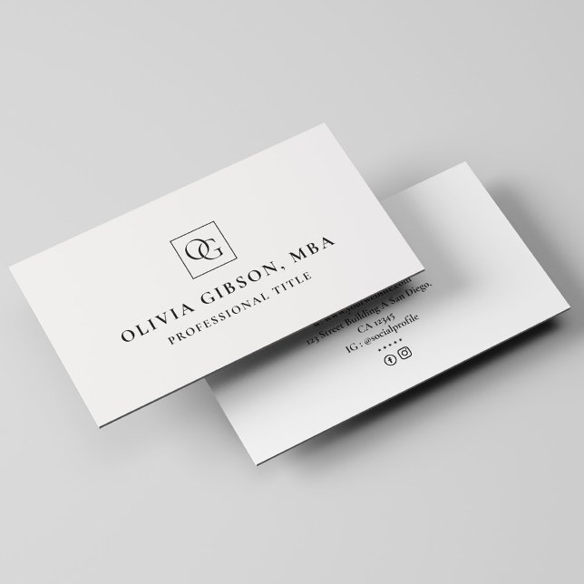 Carte De Visite Initiales minimes du Carré du logo Monogramme Prof (Créateur téléchargé)