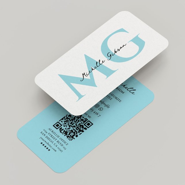 Carte De Visite Initiales minimes Professionnels Bleu Oeuf Moderne (Minimal Professional Egg Blue Initials Modern Business Card
)
