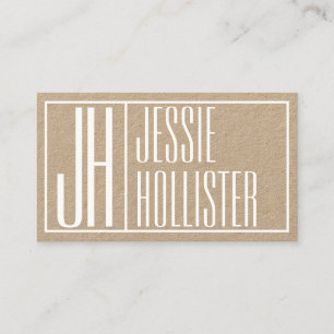 Carte De Visite Initiales Modernes & Logo de Nom   Blanc sur Papie