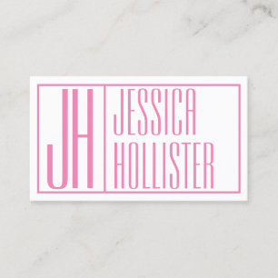 Carte De Visite Initiales modernes & Nom Logo rose
