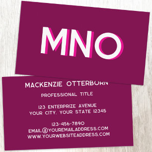 Carte De Visite Initiales Monogramme Modernes avec Ombre Portée