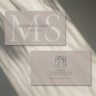 Carte De Visite Initiales monogrammes minimalistes QR Code Profess
