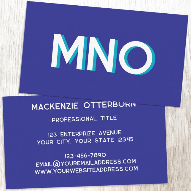 Carte De Visite Initiales Monogrammes modernes ombre portée (Monogram initials drop shadow personalized professional business cards)